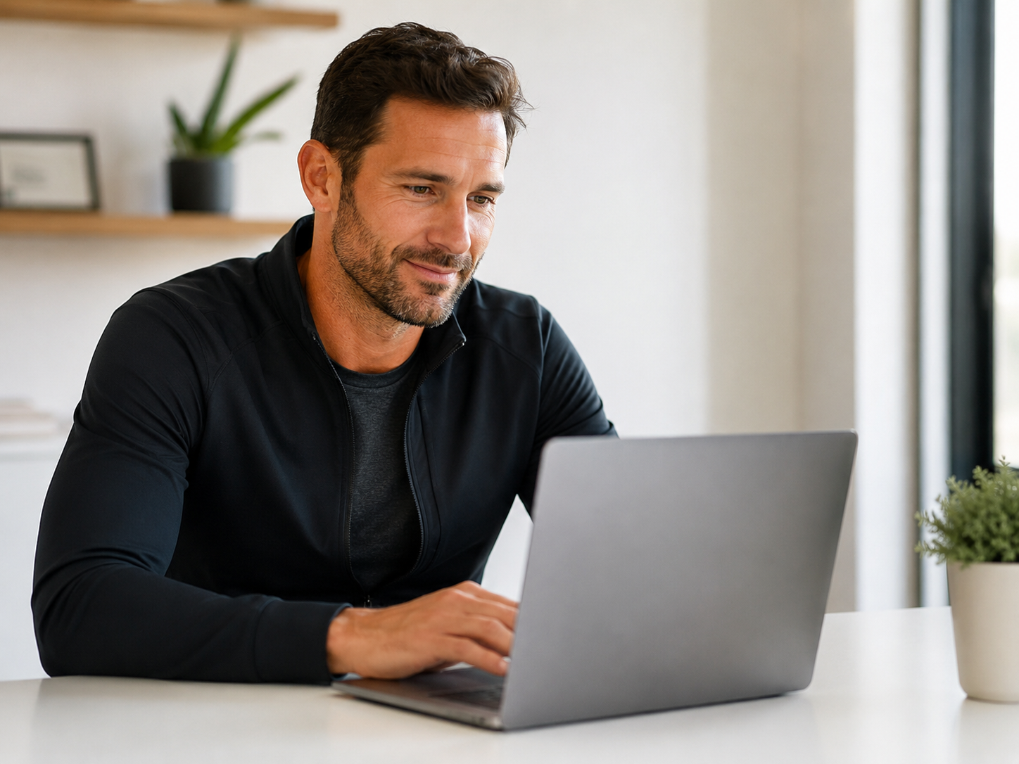 Instructor setting up their profile on a laptop